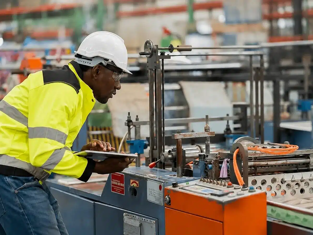 Interior de planta industrial con líneas de montaje vacías